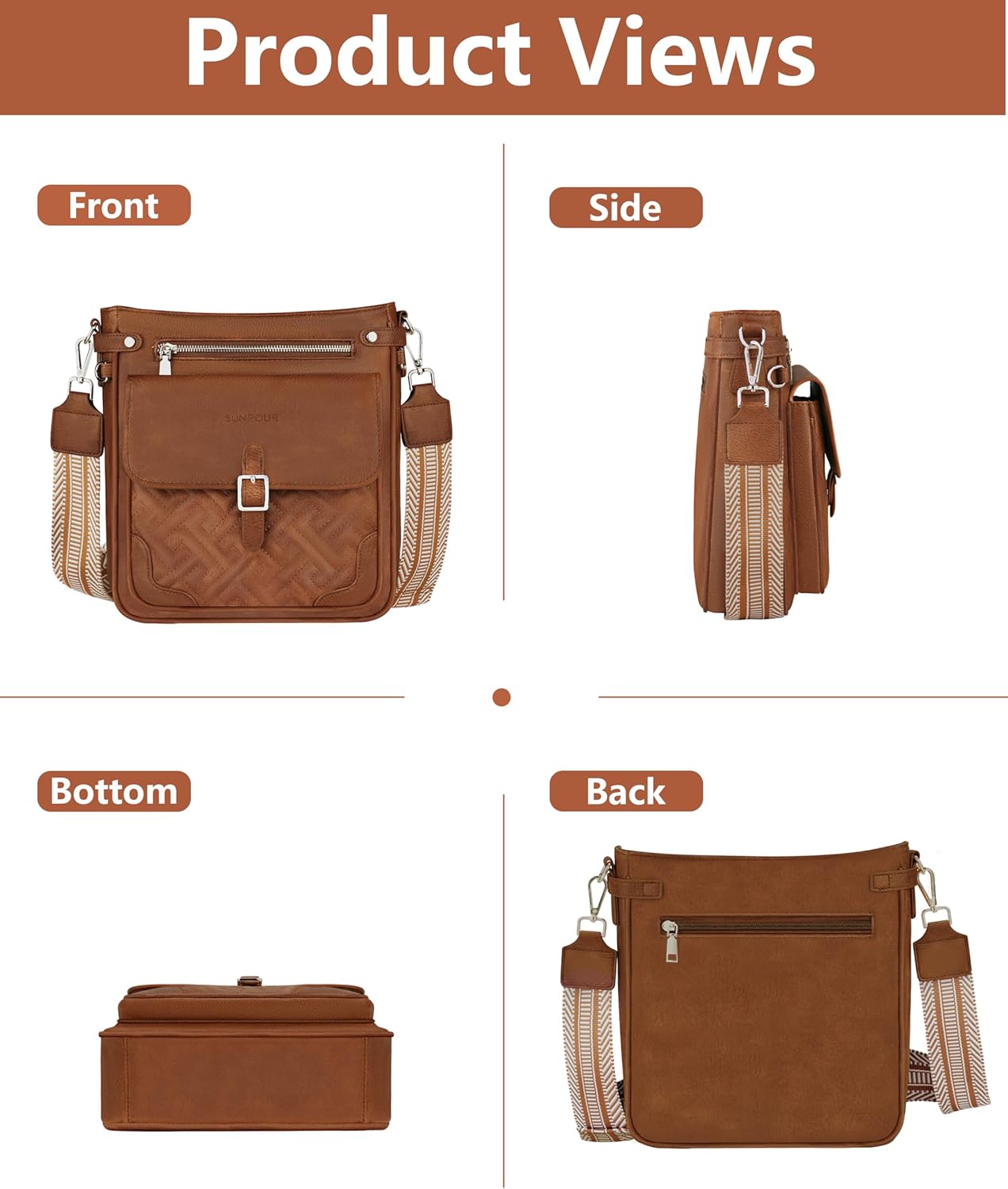 Large Crossbody Bags for Women,RFID Blocking Multi-Pocket Crossbody Purses,Structured Vegan Leather Shoulder Bag | Quilted Design, RFID Blocking, Vegan Leather, Multi-Pocket