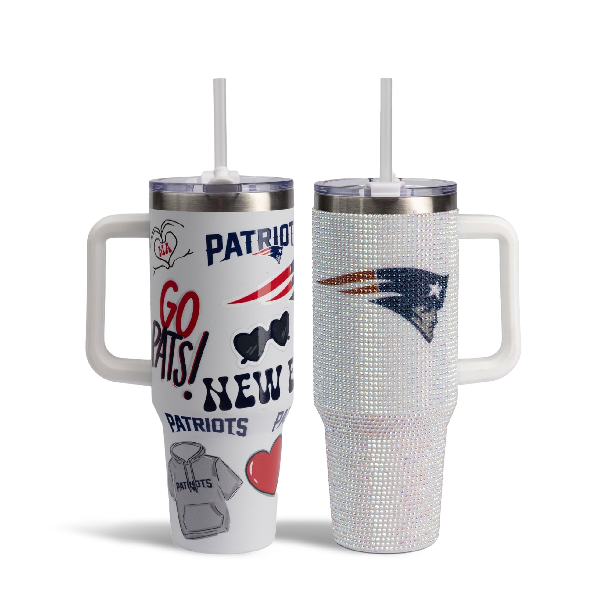 The Memory Company Officially Licensed 2-Pack Game Day Tumblers Team Spirit/Bling, New England Patriots