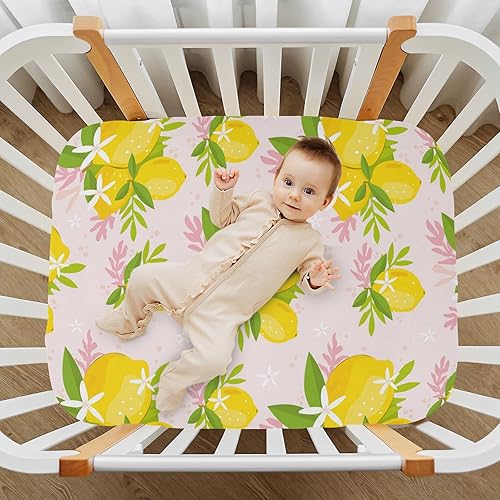 Miniatura 7 de Sábanas de cuna de limones para bebé, suaves y transpirables, lavables a máquina, para niños y niñas