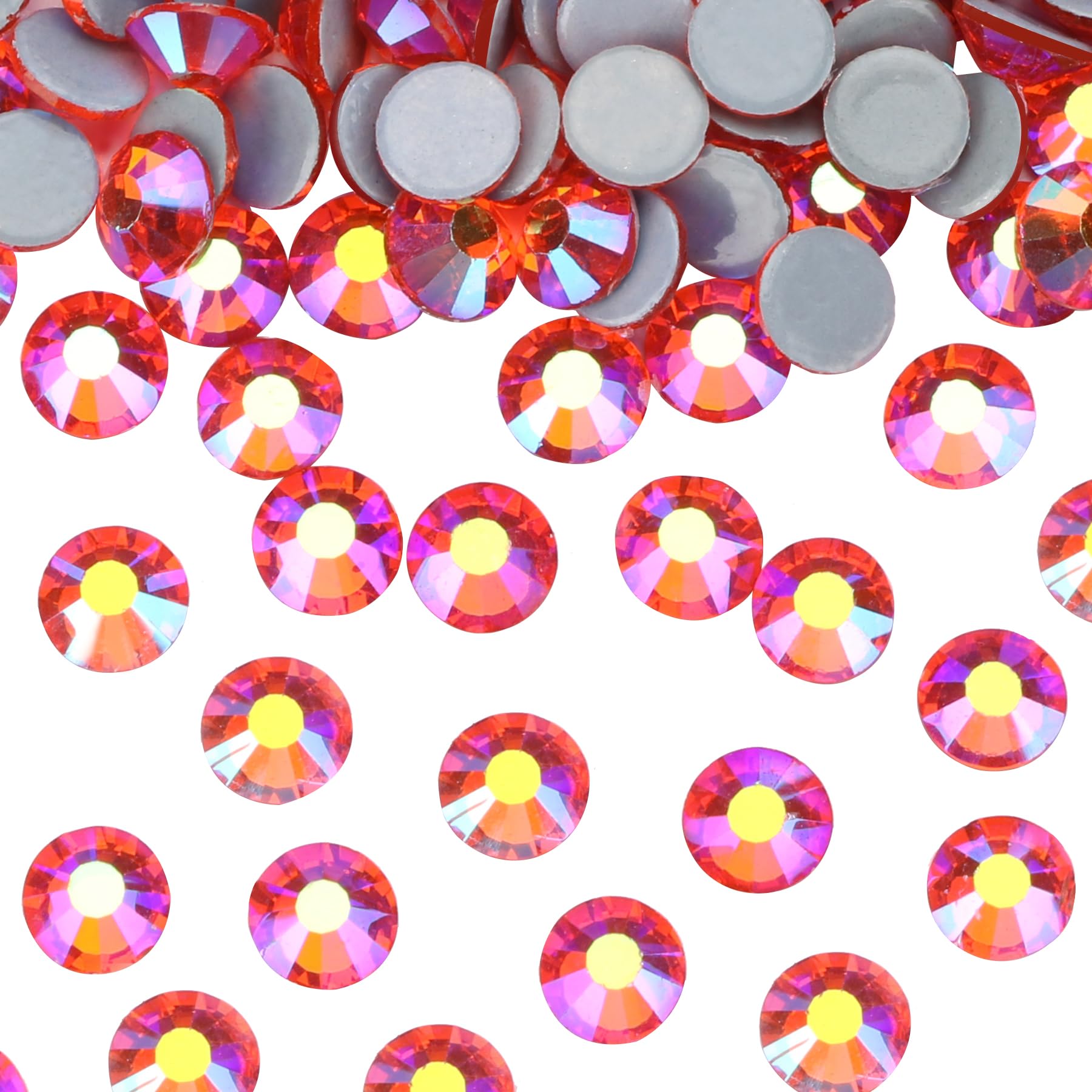 Jollin 2880pcs Hotfix Crystal Flatback Rhinestones Glass Diamantes Gems for Crafting Art Crafts Decorations Clothes Shoes 4.8mm SS20 Orange Siam AB - Image 2