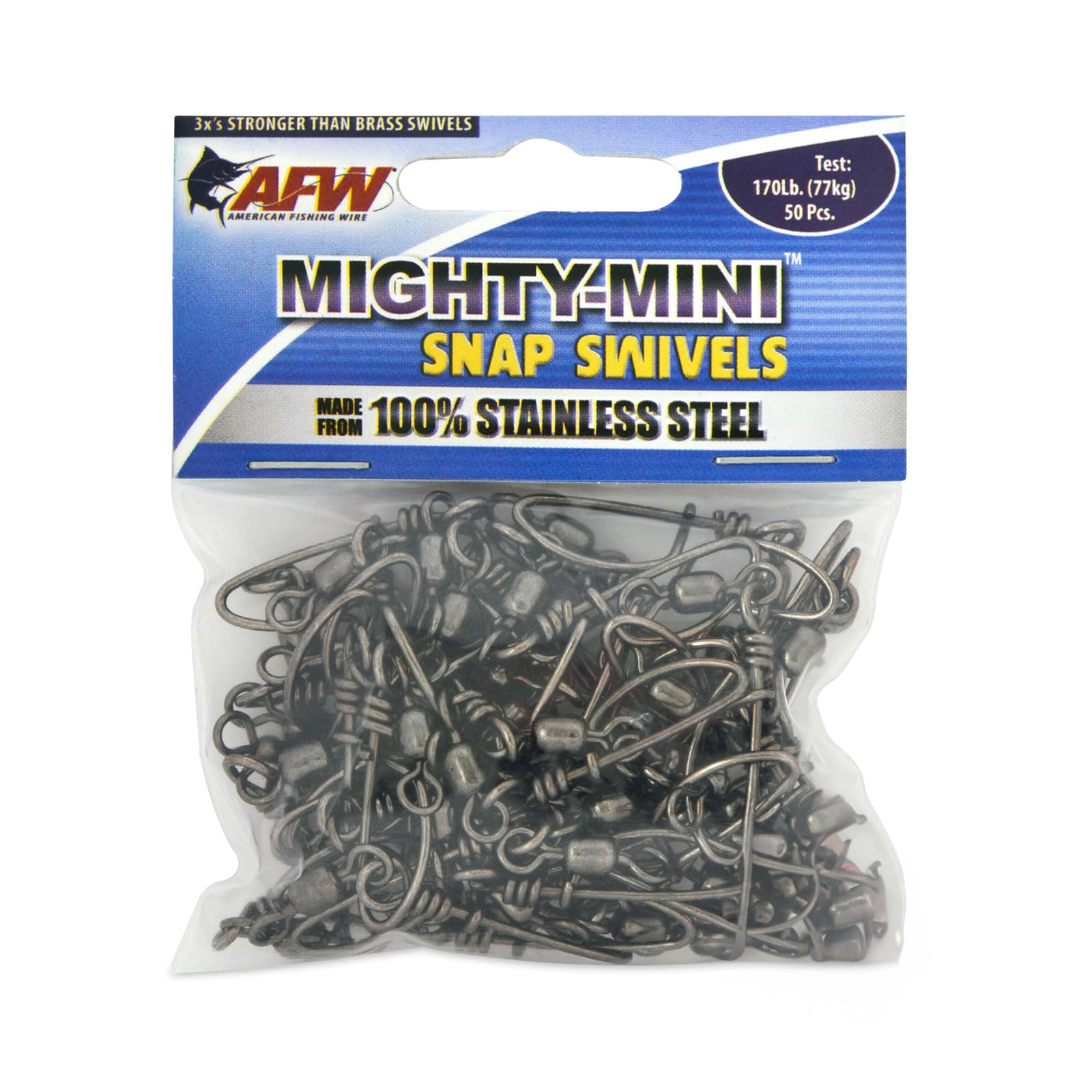 American Fishing Wire Mighty Mini Snap Crane Swivels - 100% Stainless Steel, 3X Stronger Than Brass, Up to 600lb Test - Essential Fishing Gear for Every Tackle Box - Ideal for Any Fishing Line Leader