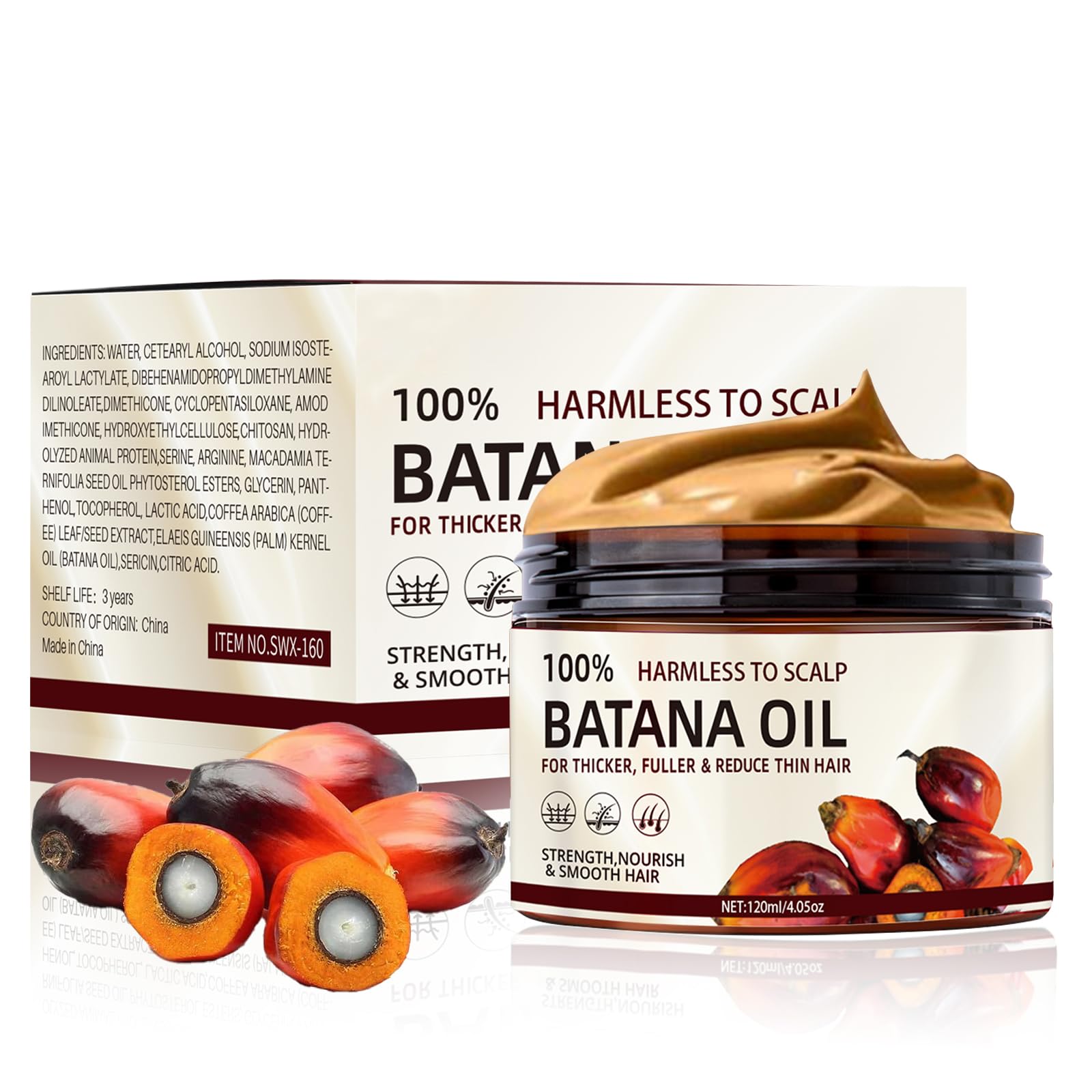 Batana Hair Oil, 120ML Aceite de Batana Orgánico para Cejas, Pestañas y Pelo, Natural Prensado en Frío, Aceite de Batana Pelo para Hombres Mujeres.