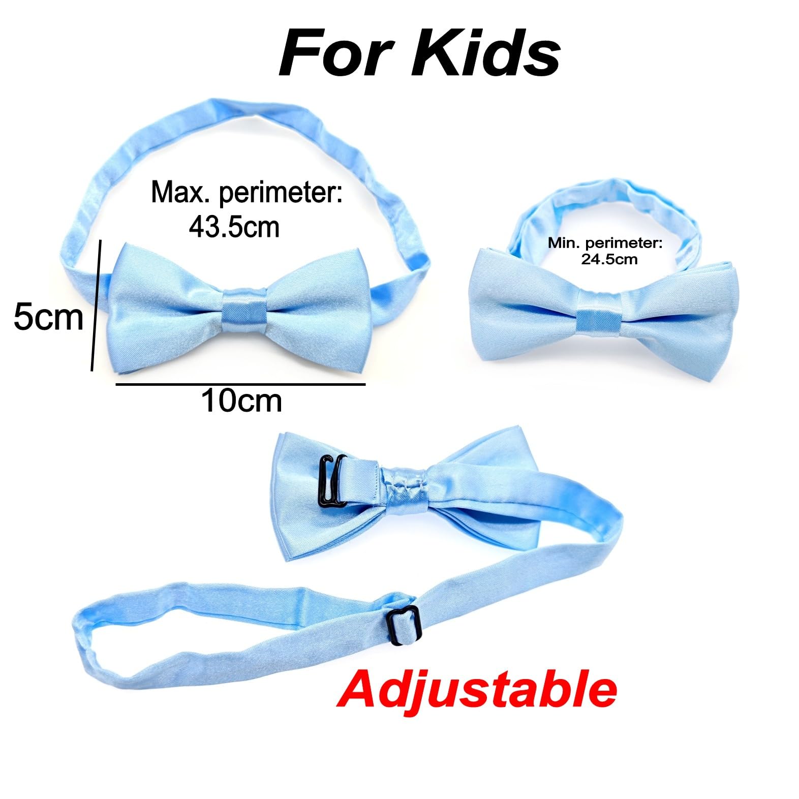 JZK Conjunto pajarita y tirantes azul claro para niños menos 135 cm, ajustable con clip forma Y tirantes con pajarita azul cielo para infantil pequeños, para bodas, fiestas