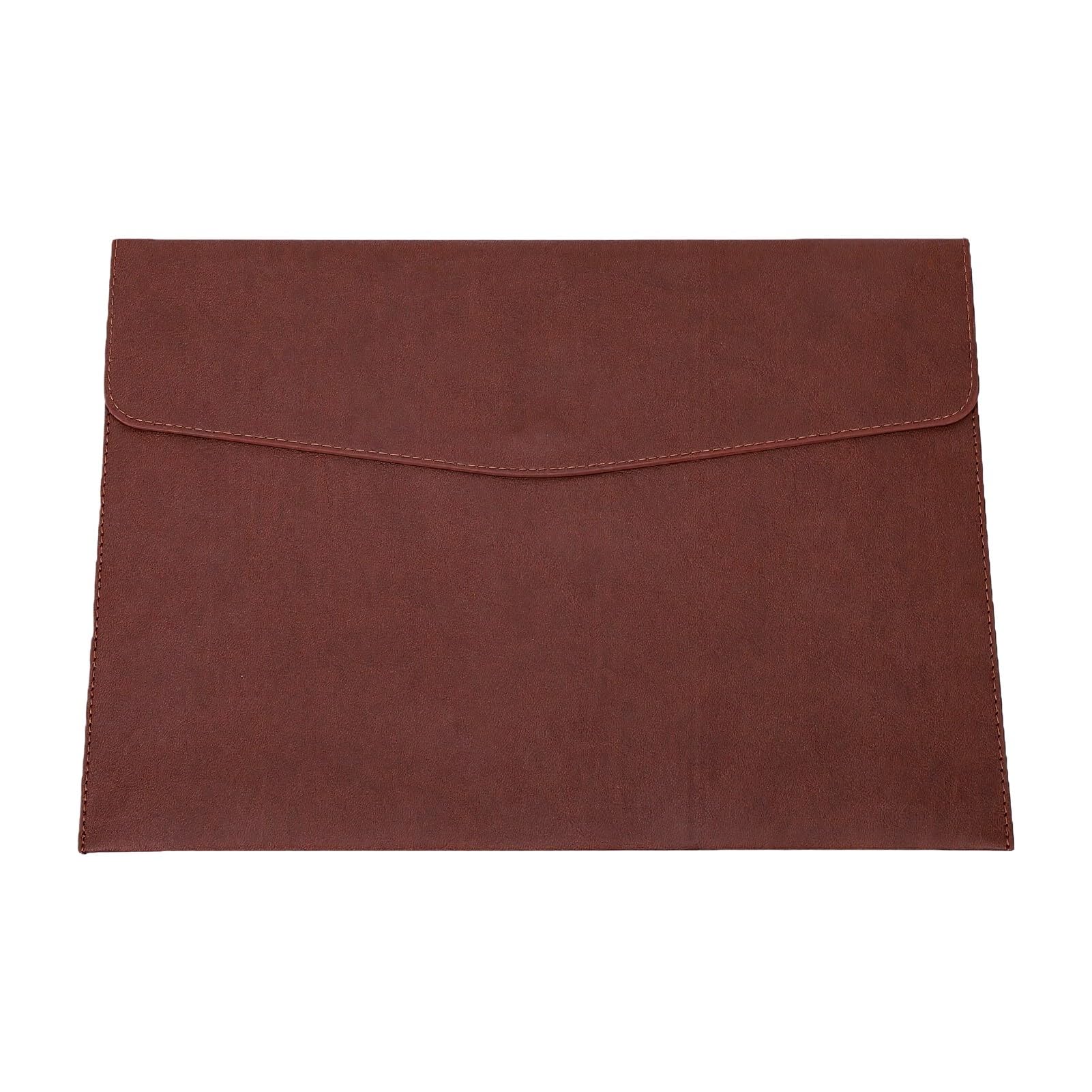 HEEPDD Leather File Folder A4 PU Snap Closure, 9.25x12.99in Document Envelope, 0.39in Thin Lightweight, Dust Proof Damp Resistant, for Business Office School Travel (Brown)