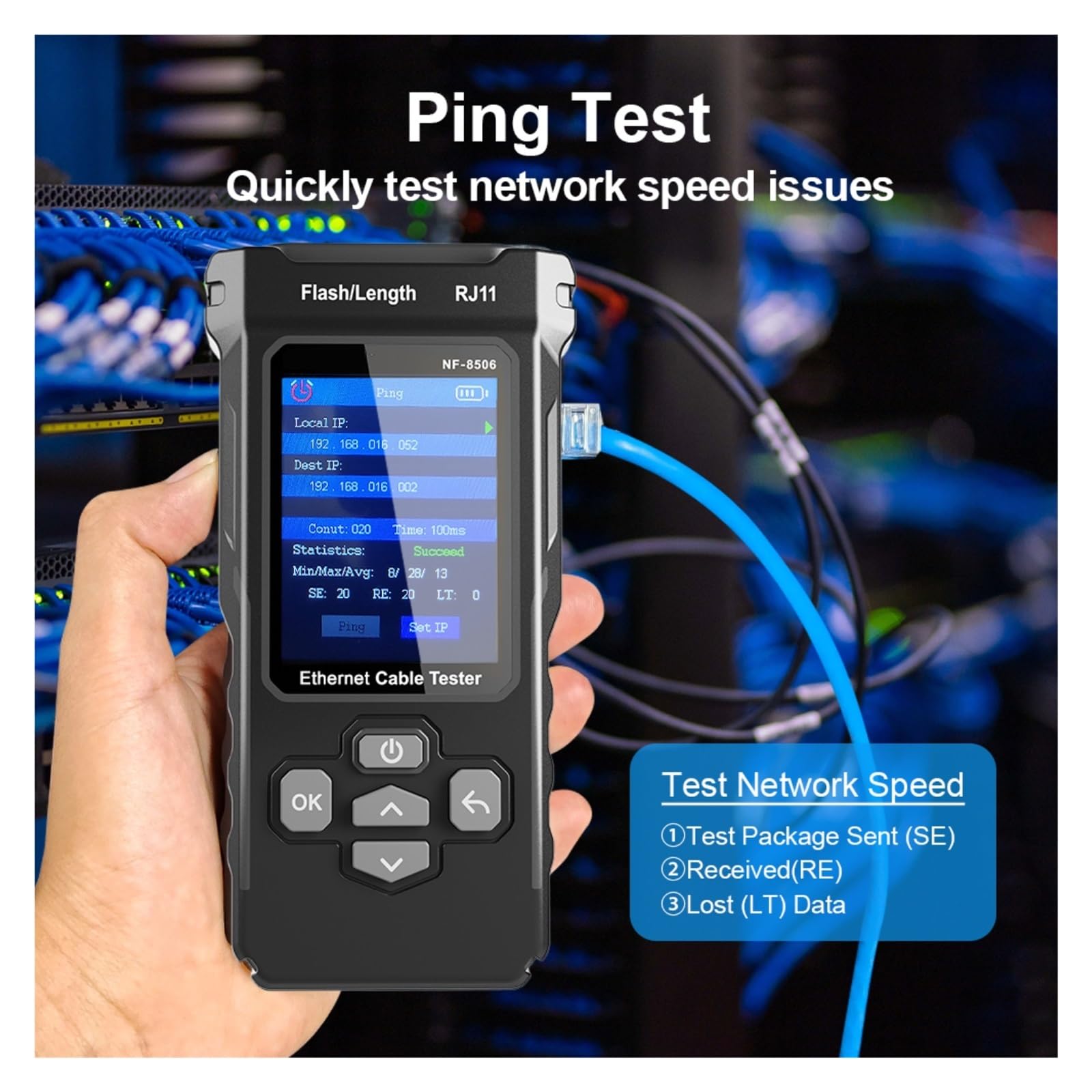 Tester Okablowania Sieciowego Ze Skanerem IP/testem PING Ethernet Wyświetlacz LCD Narzędzia Do Śledzenia Precyzyjna Skuteczna Identyfikacja