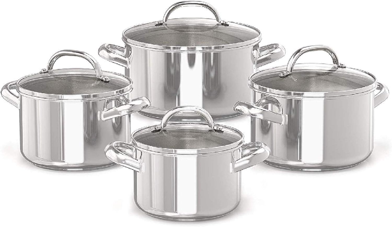Prestige Stainless Steel Saucepan Set, 4 Stainless Steel Saucepans with