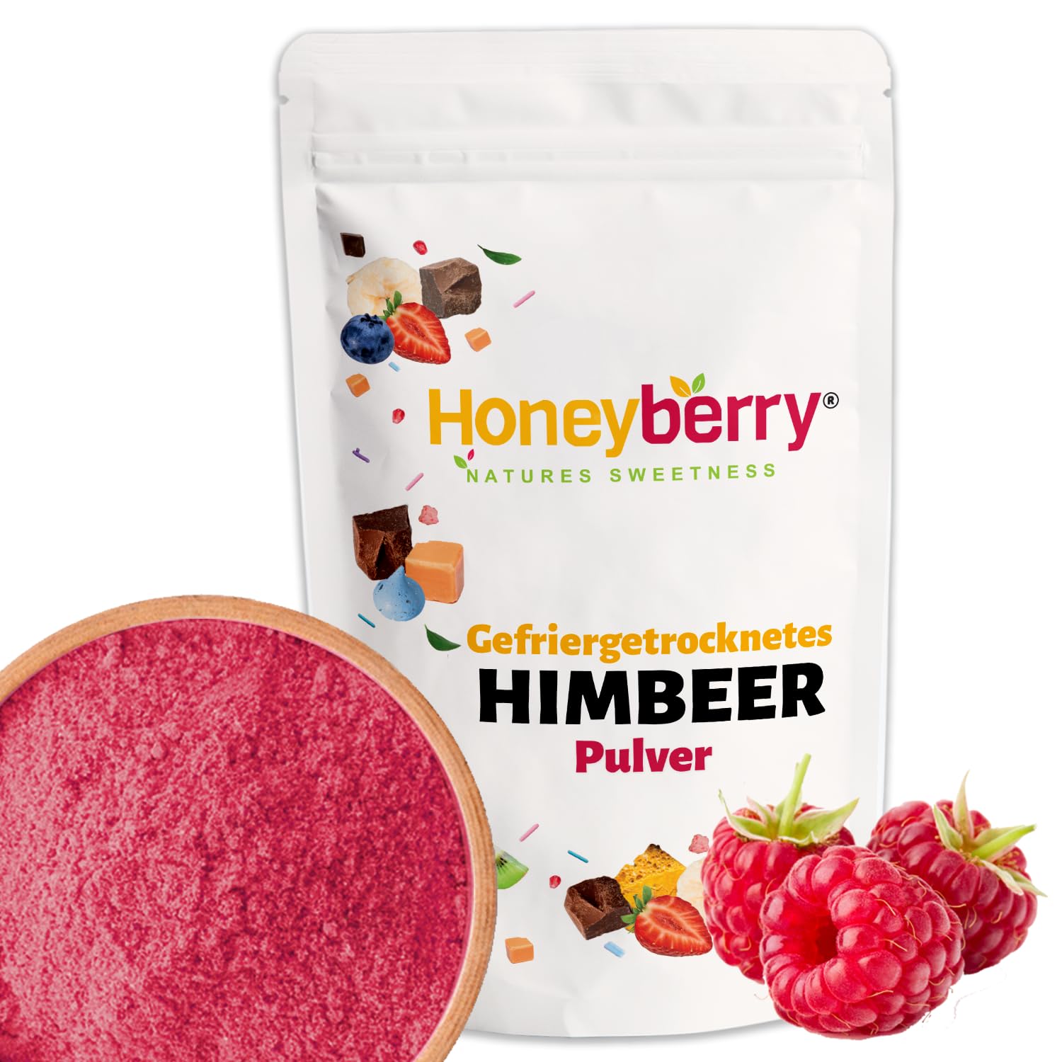 Gefriergetrocknetes Himbeerpulver 100g - Gefriergetrocknete Früchte Pulver - Himbeerpulver Gefriergetrocknet zum Backen, Smoothies & Müsli - 100% Natürliches Himbeeren Pulver ohne Zusätze