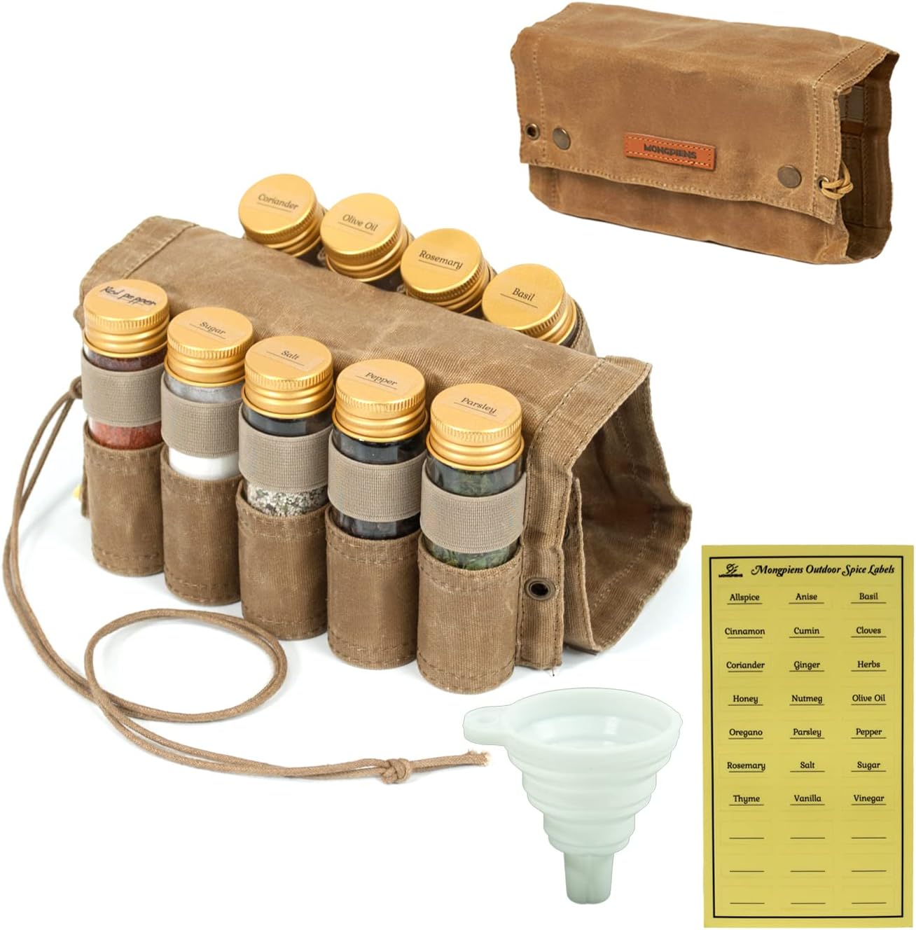 Travel Spice Kit, Portable Spice Bag with 10 Spice Jars