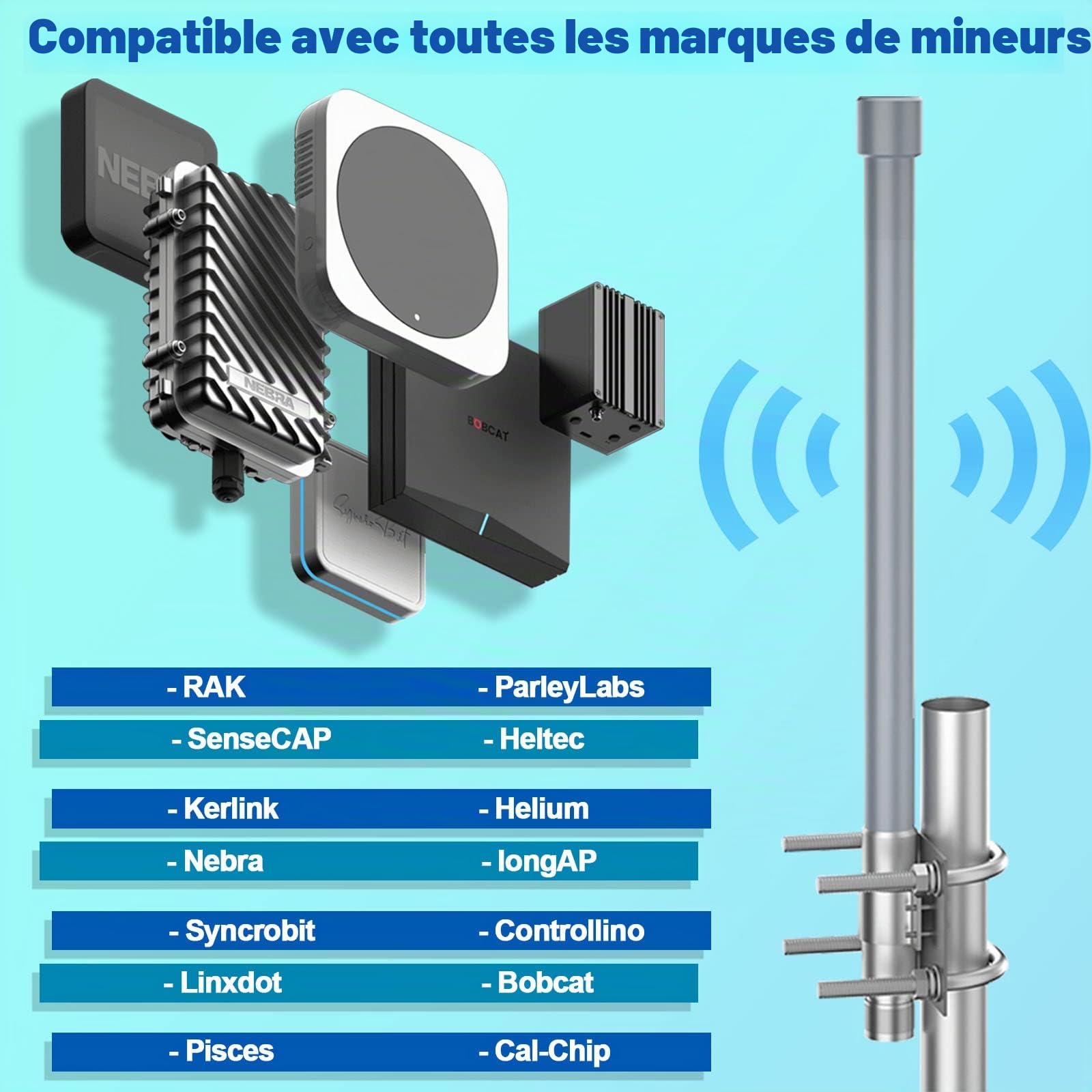 Antenne Lora 868MHz 3dBi Omnidirectionnelle Fibre de Verre N Mâle | Antenne 868MHz extérieure avec Type N Parafoudre câble d'extension 5M kit pour Nebra, Bobcat Helium, IoT et Réseaux LoRaWAN