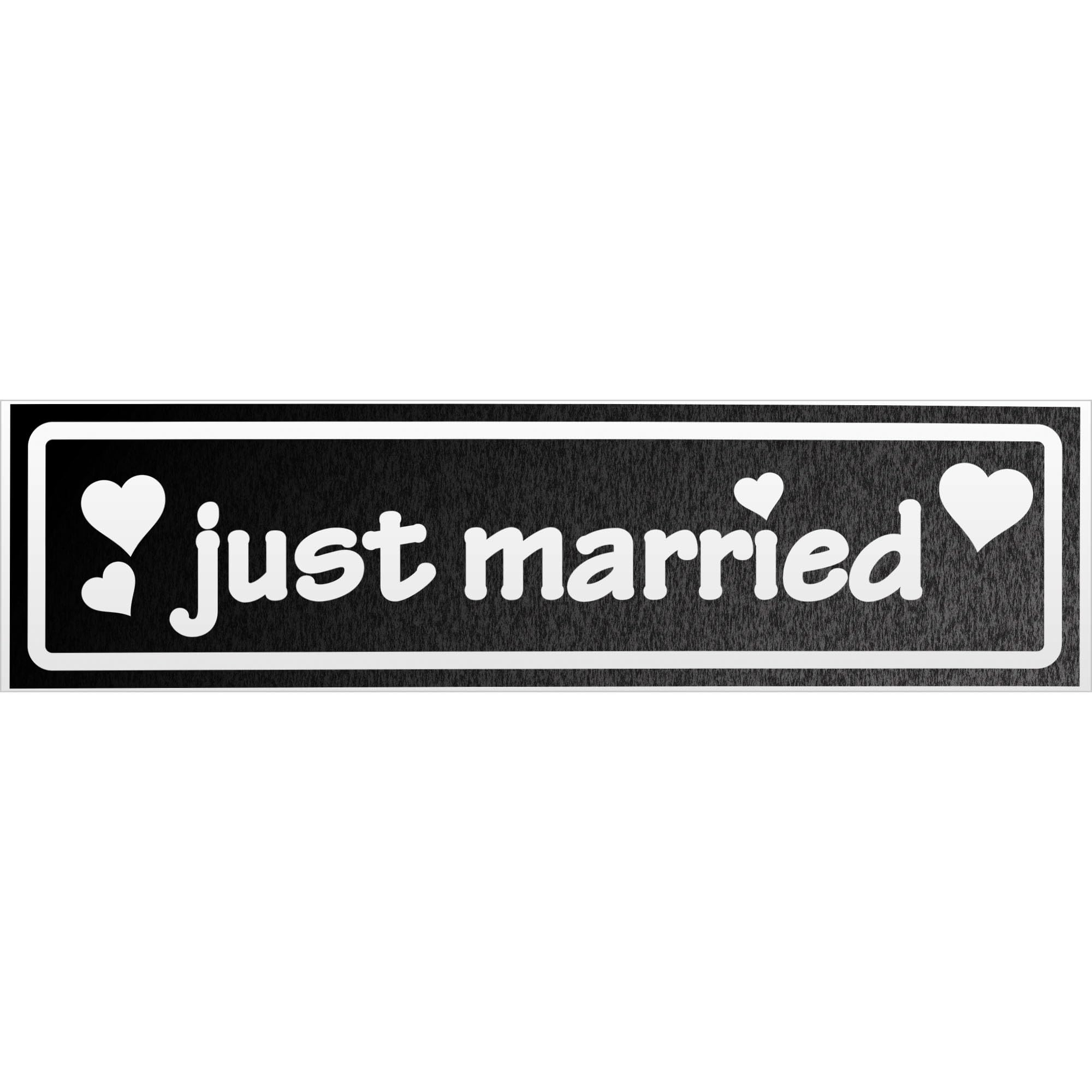 Kiwistar Just Married Plaque magnétique inversée pour voiture Noir 60 cm