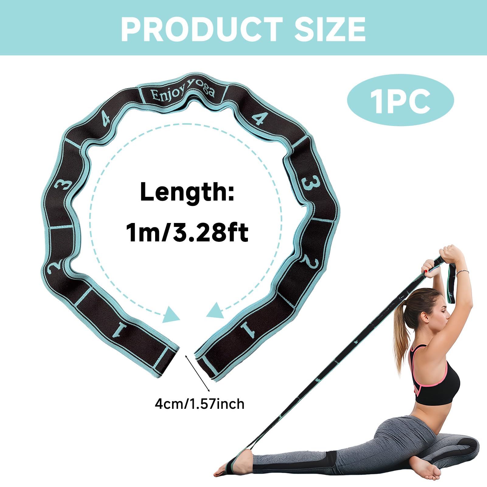 Élastique de Danse Sport avec 9 Boucles Bande Résistance Fitness Étirements Yoga Bleu
