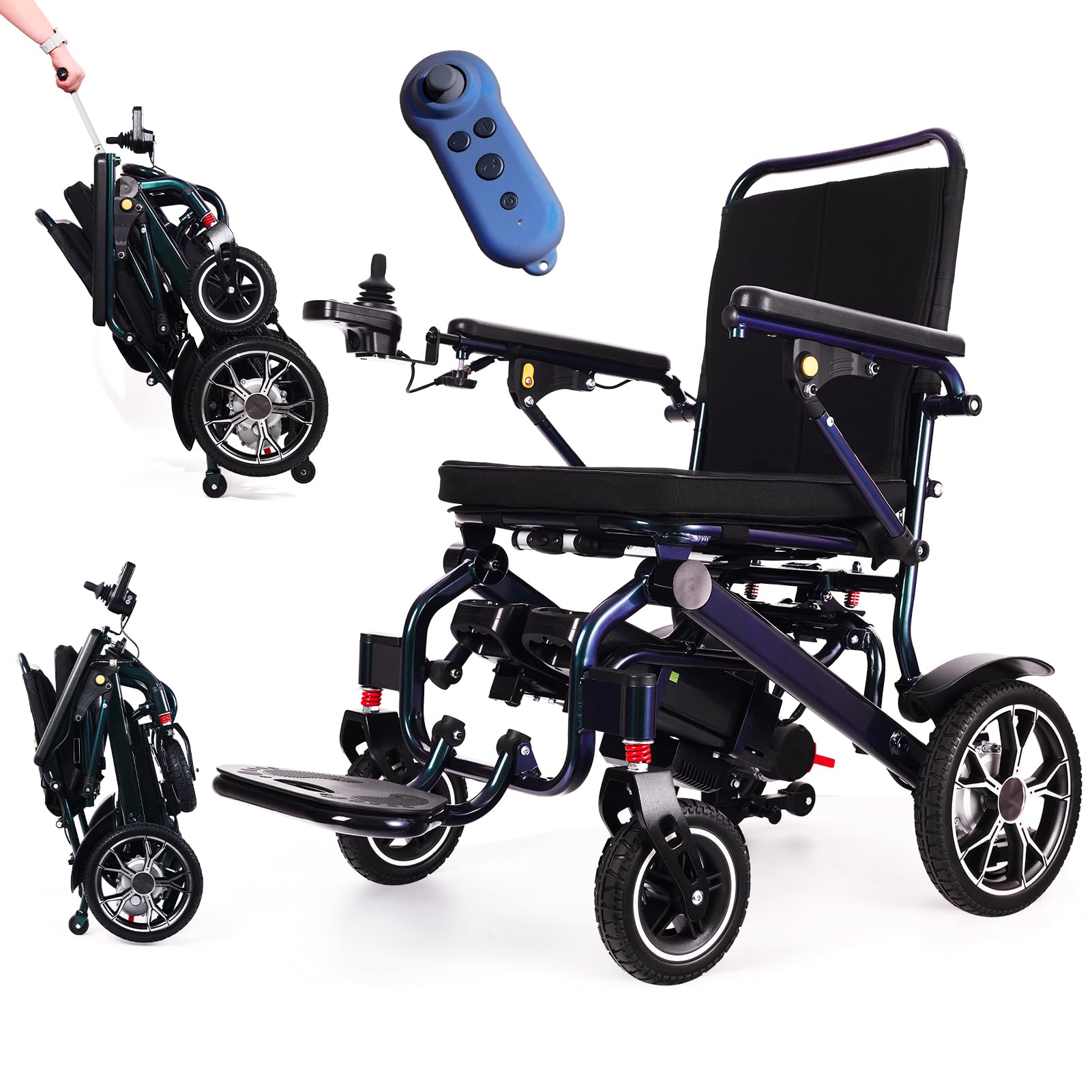 Chaises roulantes électriques ultra-légères pour adultes, pliables, avec télécommande, autonomie de 40 km, pour tous les terrains, réglables, télescopiques, homologuées pour le transport aérien