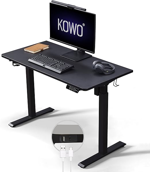 kowo Standing Desk with USB Hub & USB C Charger, Height Adjustable