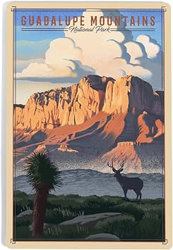 Lantern Press Guadalupe Mountains National Park, Texas, Lithograph National Park Series, 12x18 Inch Aluminum Sign, Indoor or Outdoor Use