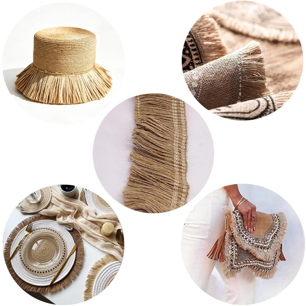 Wstążka z frędzlami 15 cm x 10 jardów tasiemka z frędzlami Raffia borte frędzle obszycie frędzle lamówka ozdobna taśma dekoracyjna frędzle bordiura frędzle dekoracja