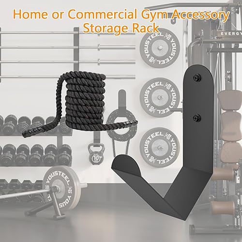 Miniatura 5 de 2 piezas de almacenamiento de cuerda de ejercicio, gancho de almacenamiento de cuerda de batalla de acero negro, gancho de almacenamiento de cuerda