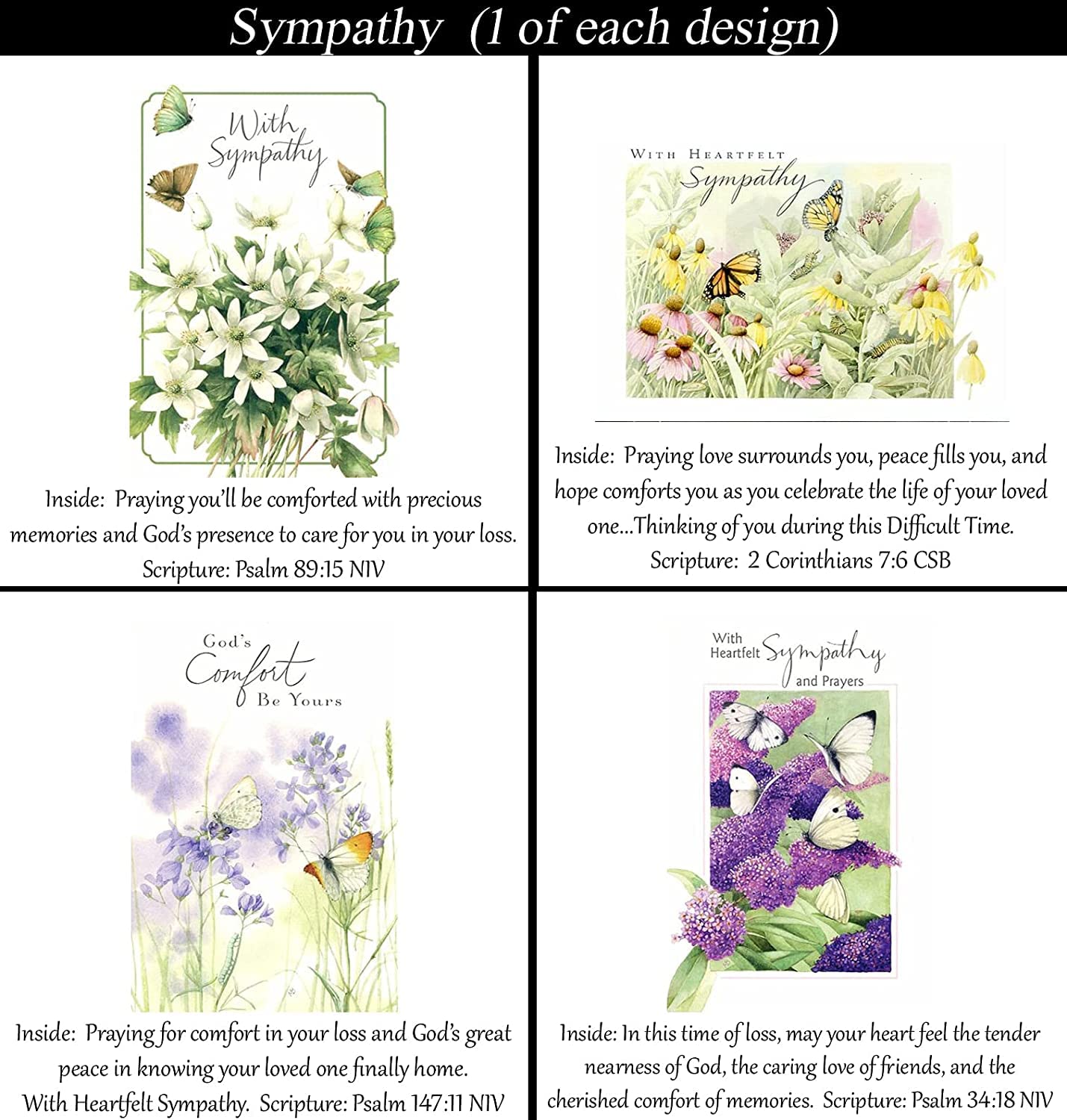 Tarjetas De Condolencias Premium De 36 Unidades, Surtido De Tarjetas De Felicitación Cristianas/religiosas ~ Escritura En Cada Tarjeta