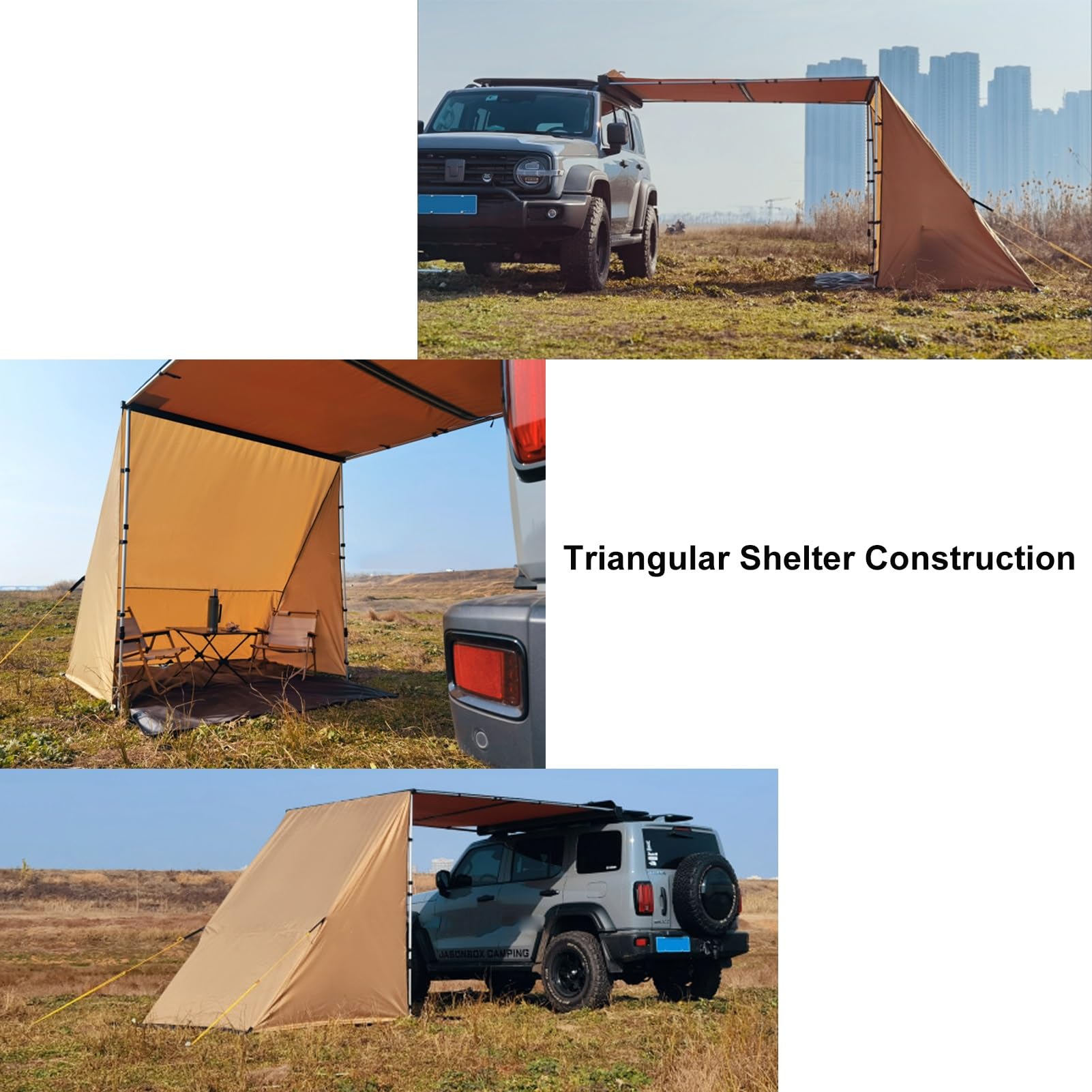 Amazon | 車 タープ 取り外し可能な三角シェルター付き、カーサイド