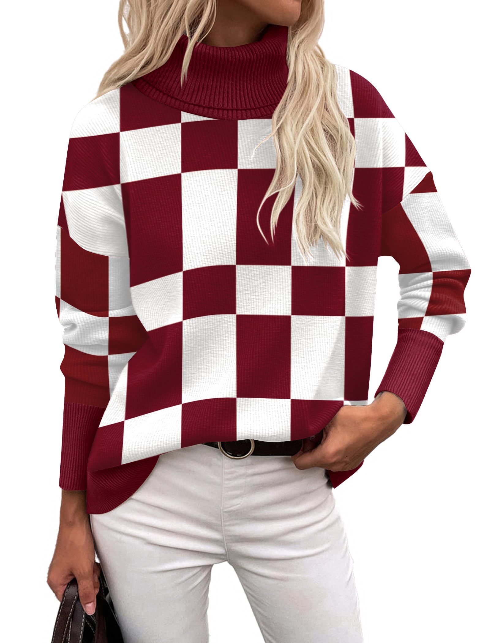 Zeagoo Maglione Donna Elegante Dolcevita Invernale Autuno Caldo Maglioncino Oversize Lunga Maglia Basic Pullover Morbido Sweater S-XXL
