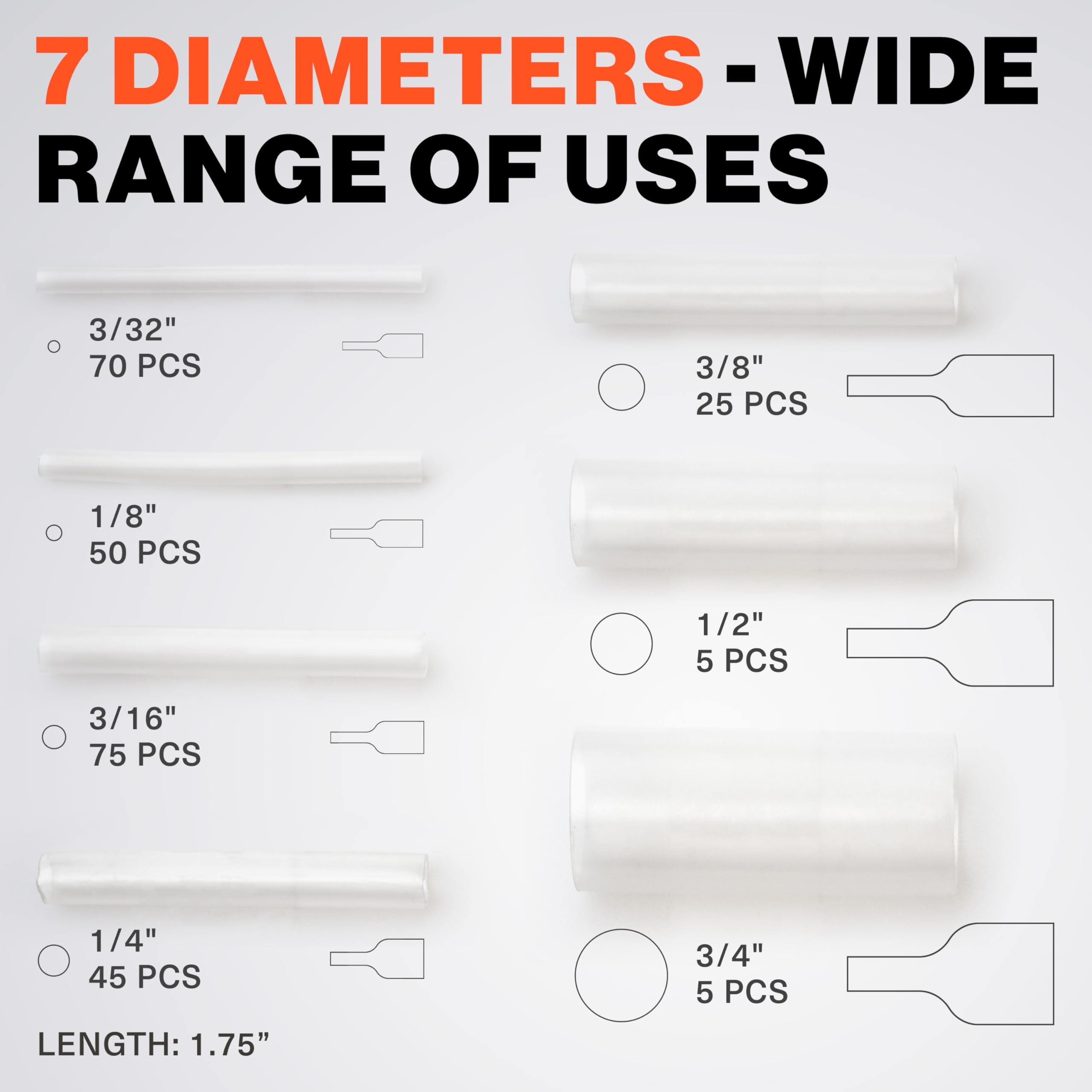 Dowire Heat Shrink Tubing Kit - 3:1 Ratio - Adhesive Lined - Wire Shrink Wrap Tubing - Waterproof Marine Grade Shrink Tube - 275 PCS - Clear