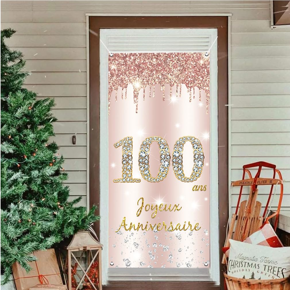 SPOKKI Banderole Joyeux Anniversaire Or Et Noir Pour Fête D'anniversaire, 1.1 X 1.8m Bannière Toile De Fond Or Noir Fête D'Anniversaire Banderole Anniversaire Et Accessoires D'anniversaire