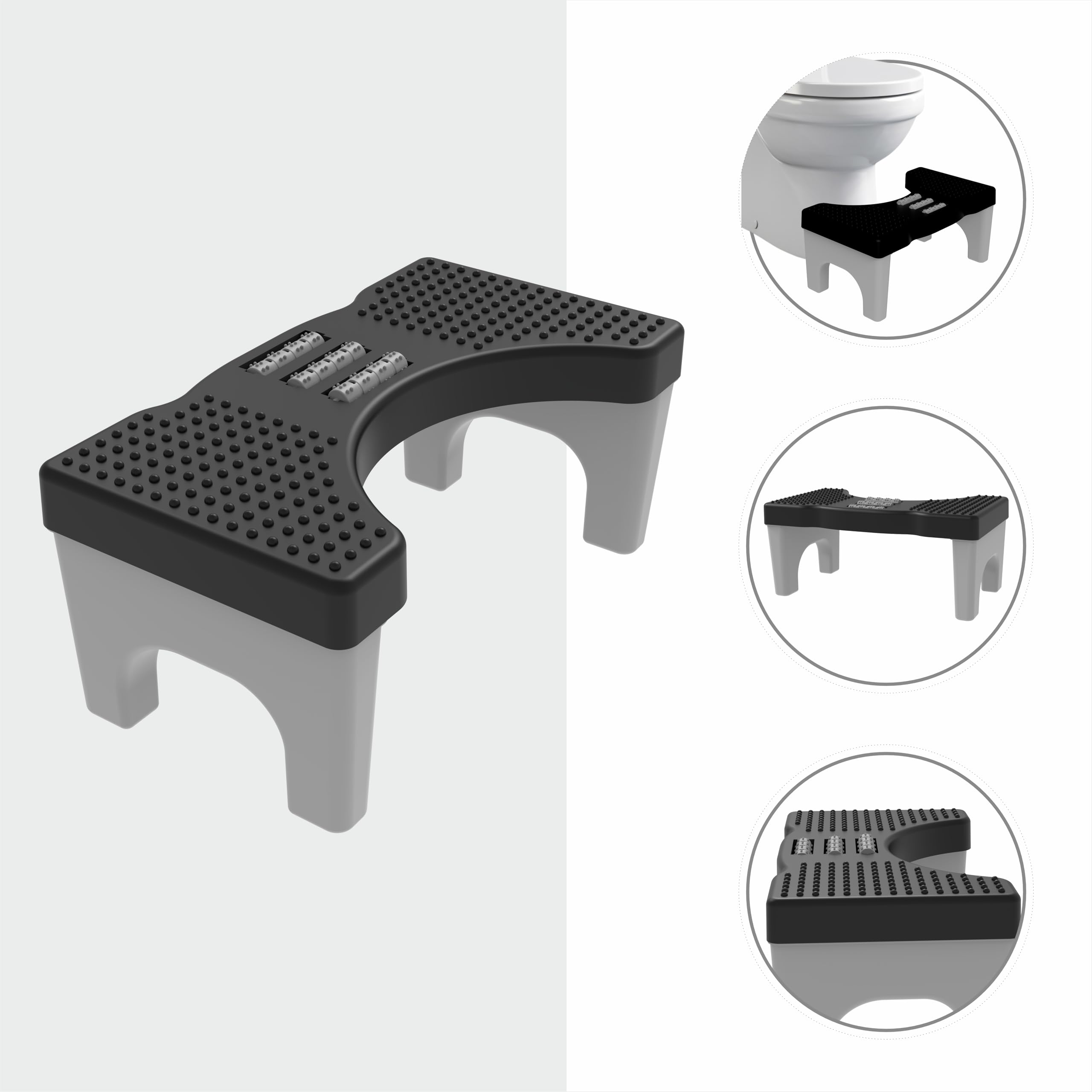 TechHark Toilet Step Stool with Massage Rollers, Foldable Design, 18 cm Height, Promotes Natural Squatting Position 1