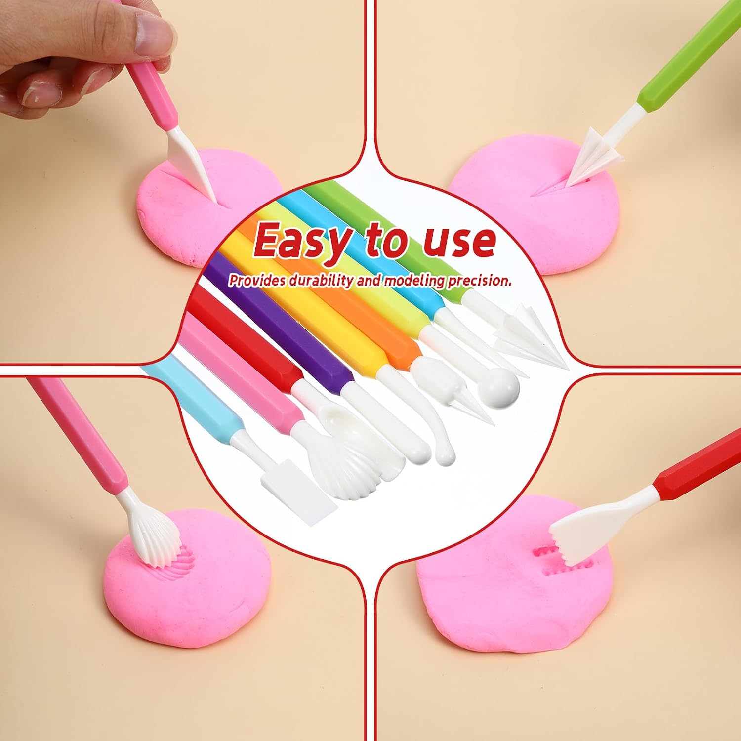 9 Pcs Air Dry Clay Tools, Double Head Clay Sculpting Tools for Adults Plastic Polymer Clay Tool for Molding Shaping Carving Dotting Trimming Pottery Cake Decoration DIY Craft