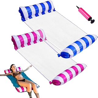 Water Swimming Pool Float Hammock 2 Pack Pool Floaties for Adults Pool Float Lounger Swimming Floating Bed Hammock for Pool Lake Beach River（Blue & Rose）