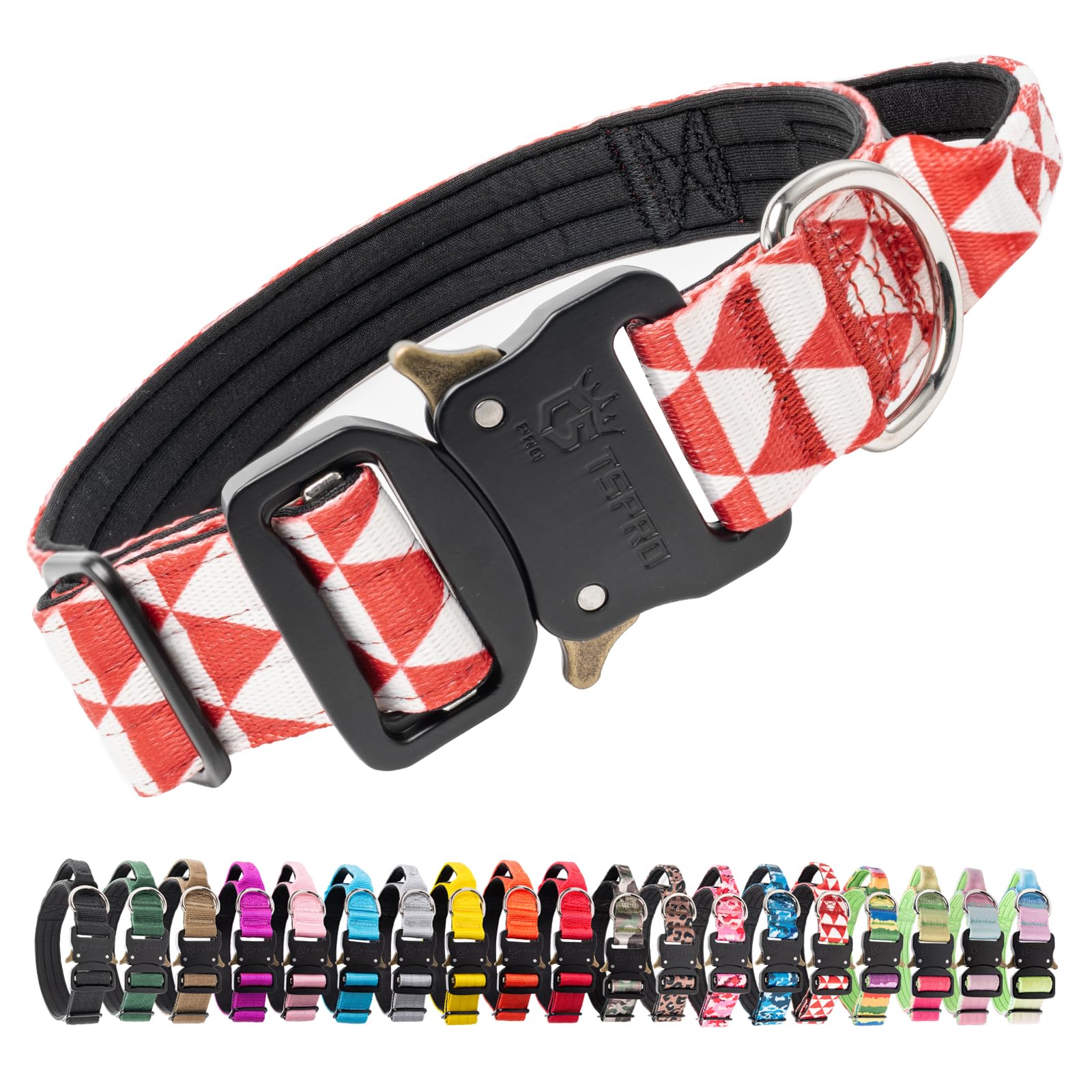 TSPRO Tactical Premium Dog Collar with Handle & Heavy Duty Quick Release Metal Buckle