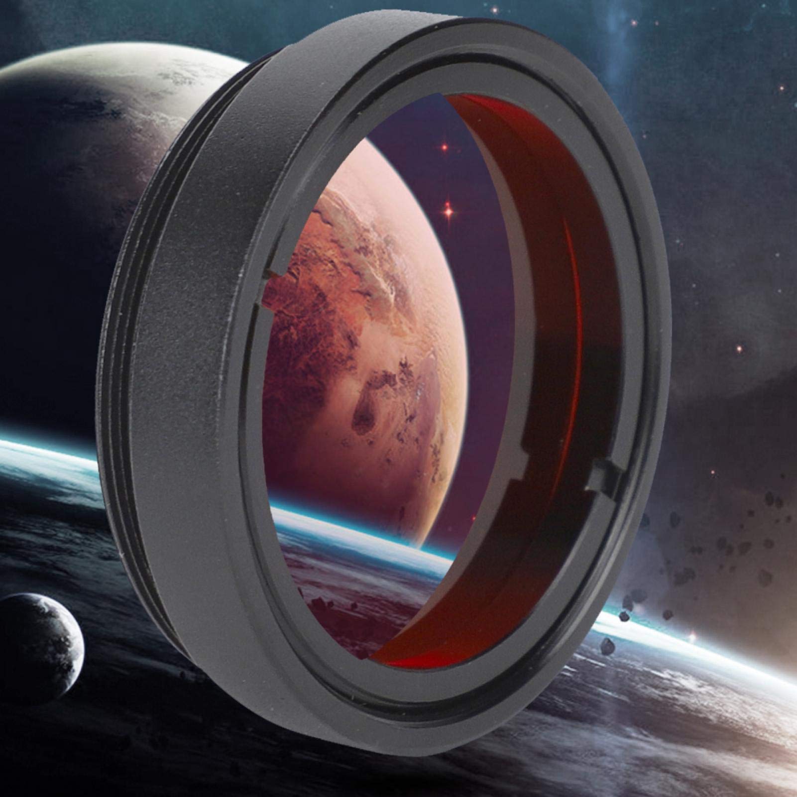 Set di filtri per lenti con filtro lunare da 1,25 pollici, set di 6 filtri colorati (giallo + arancione + rosso + verde + blu + viola), filtro per oculari del telescopio, vetro ottico in lega di allum