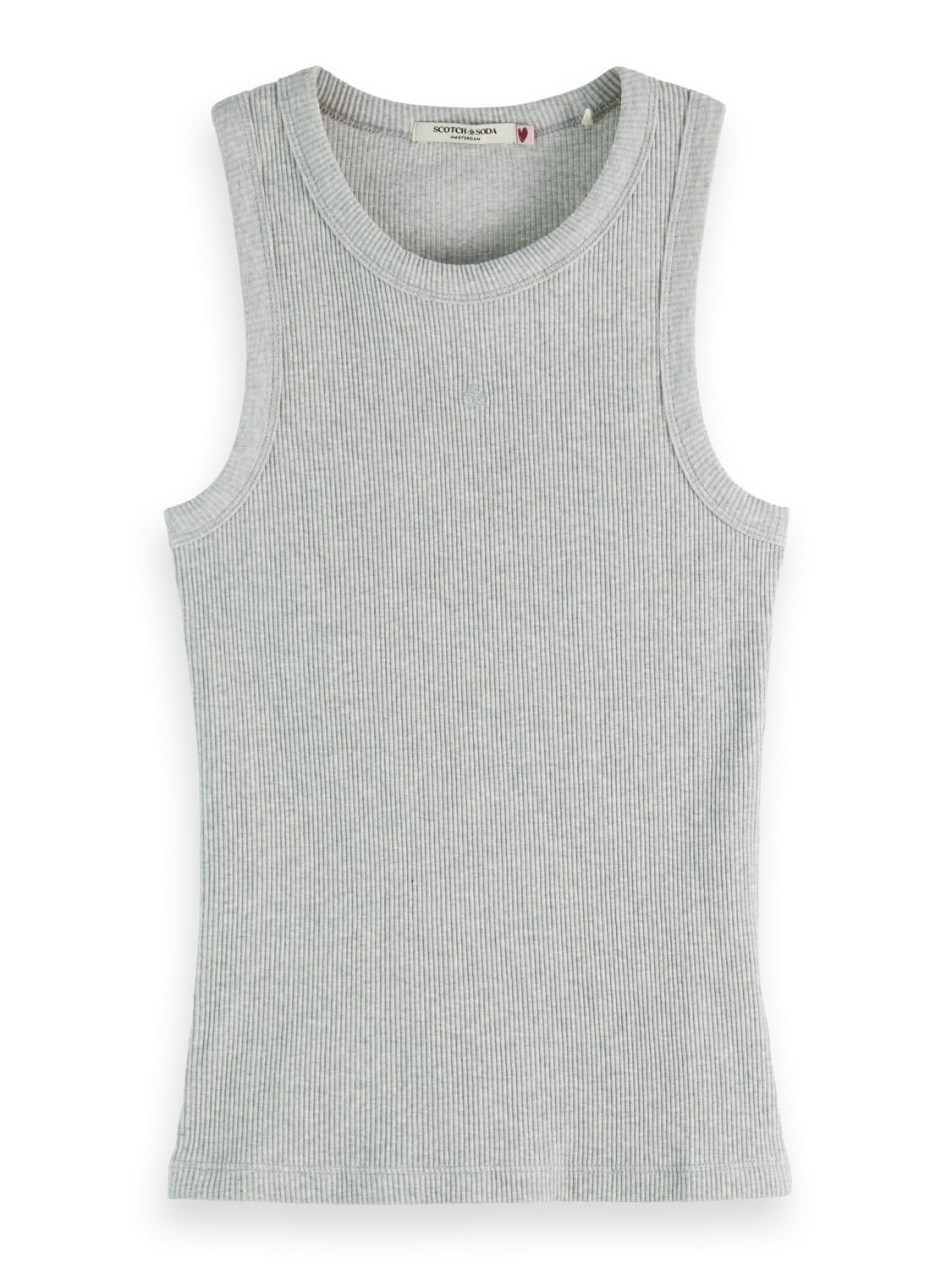 Scotch & Soda Core Rib Racer Tank Grey Melange