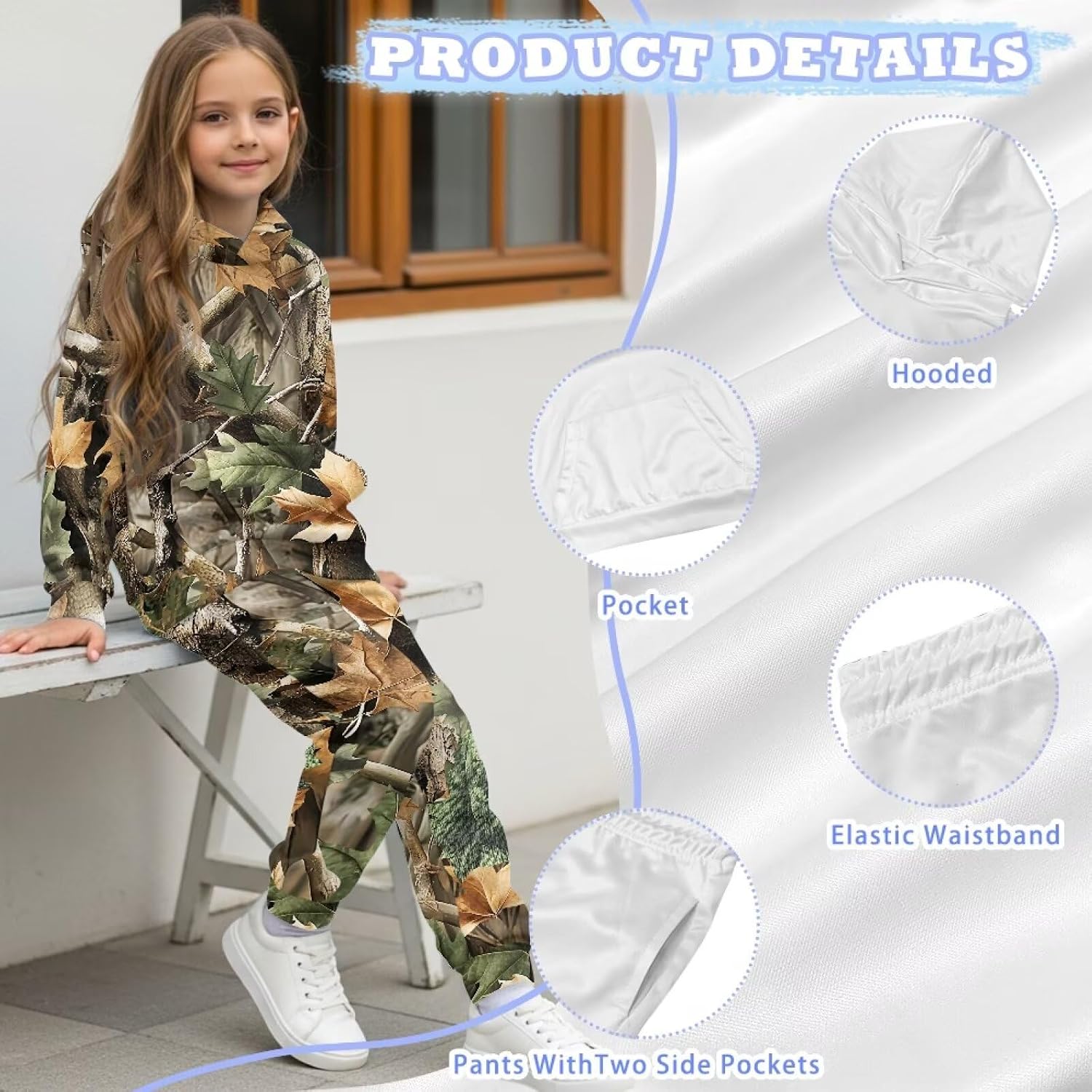 Pensura Girls Boys 2 Pack Outfits Sweatsuit Oversized Long Sleeve Hoodie Jacket and Sweatpants Set