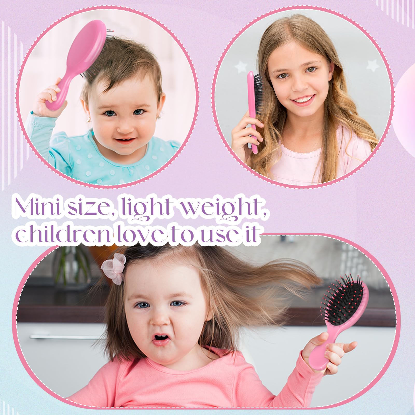 Paquete de 36 mini cepillos desenredantes para cabello húmedo y seco, cepillos desenredantes de chorro para niños pequeños, cepillo de cerdas suaves, cepillo de viaje para mujeres y niñas, cabello