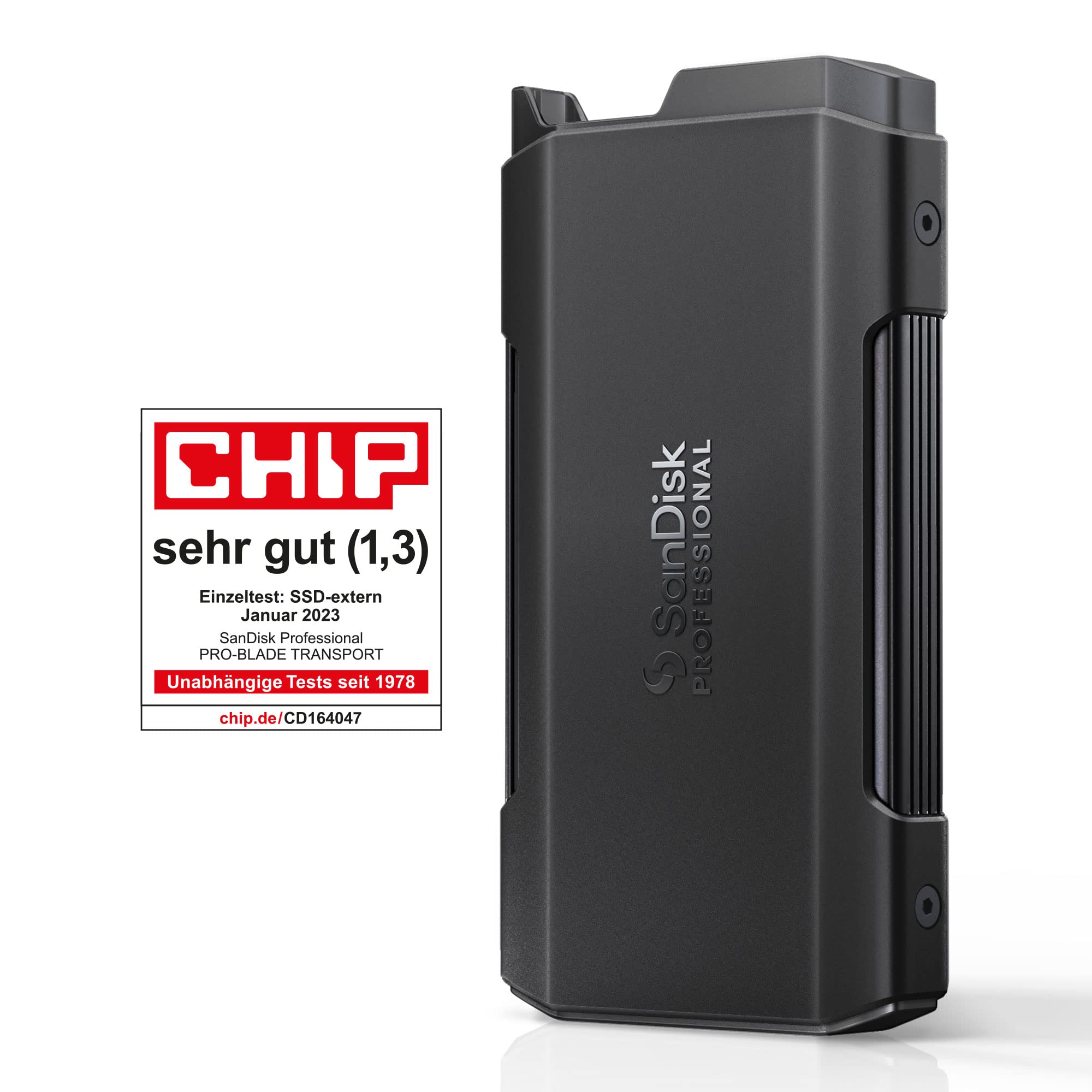 SanDisk PROFESSIONAL PRO-BLADE TRANSPORT 2 TB (mobile Premium-SSD für schnelle, modulare Workflows, USB 3.2 Gen 2x2, 2.000 MB/s Lesen/Schreiben)