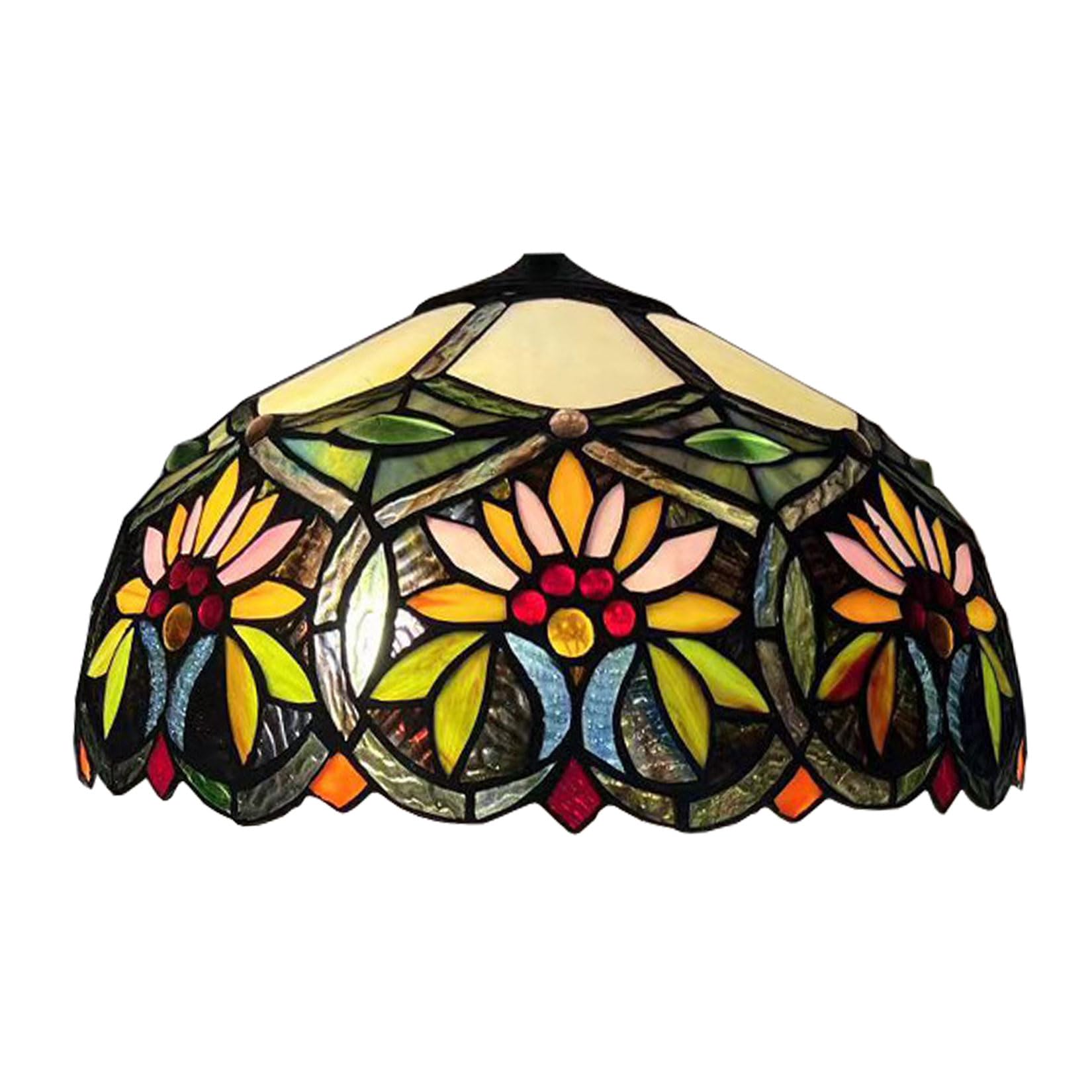 SaryEdge Tiffany Lamp Shade Replacement, 16 Inch Stained Glass Baroque Lampshades, Antique Traditional Art Design Light Cover, Only for Table Lamp Floor Lamp Pendant lamp Ceiling Light，Daisy
