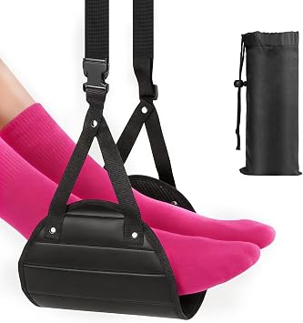 ZWIN Airplane Foot Hammock, Adjustable Travel Foot Sling, Foldable Airplane Gadgets with Storage Bag for Long Flight to Relax Your Feet