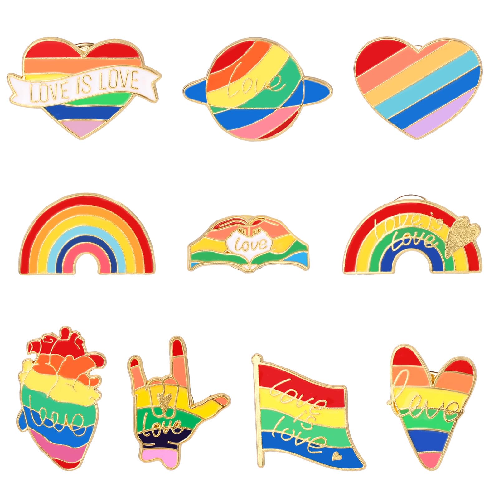 10 szt. Przypinka Postepu, Przypinki LGBT Pride Teczowa Emalia Teczowa Broszka Lesbijka Gej LGBTQ Gay Pride Akcesoria dla Mezczyzn Kobiet Ubrania Czapki Torby