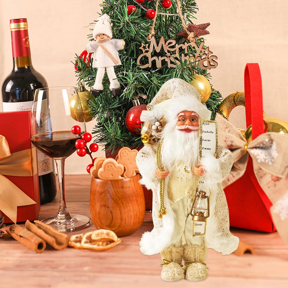 Katutude Statuina di Babbo Natale statuina di Babbo Natale in Piedi da 30 cm con Borsa Regalo Statua di Babbo Natale Decorazioni Tradizionali per la tavola di Natale Regalo di Natale per Bambini