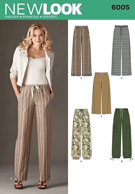 New Look A 10-12-14-16-18-20-22 Sewing Pattern 6005 Misses Pants, white