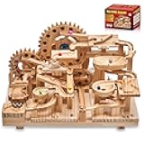 Wooden Marble Run Electric Motorized, Electric Marble Run Brain Teaser Wooden Puzzles Building Toy with 46 Blocks and 23 Marbles, 3D Wooden Puzzles Kit for Adults and Kids to Build