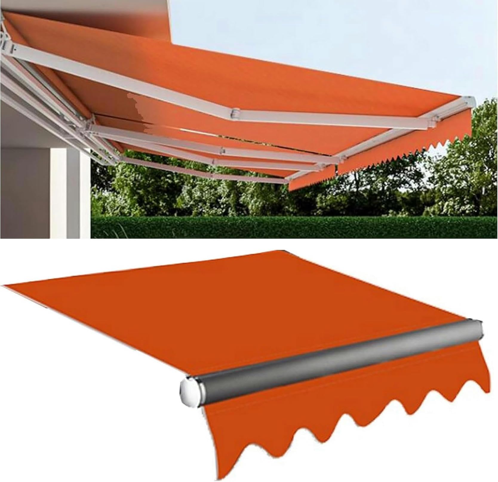 Tenda Retrattile Ombra Tessuto Sostituisce Heavy Duty Poliestere Patio Porta Finestra Tenda Ombrellone Shelter Esterno Canopy Garden, Nessun Braccio Telescopico