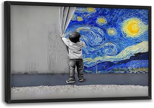 Miniatura 18 de Banksy - Arte de pared grande con imágenes de corazón de niña, graffiti callejero, decoración de pared para niños, pintura estética pop para el