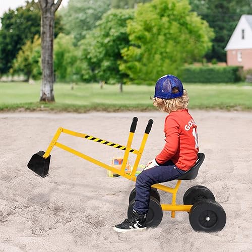 Miniatura 1 de JOYMOR Ride on - Excavadora de arena con ruedas excavadora de juguete con asiento giratorio de 360 juguetes de arena de acero para niños para nieve