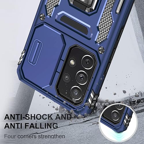 Miniatura 6 de ZenRich Funda resistente para Samsung Galaxy A52 5G con protector de pantalla de vidrio templado, funda deslizante para cámara y función atril,