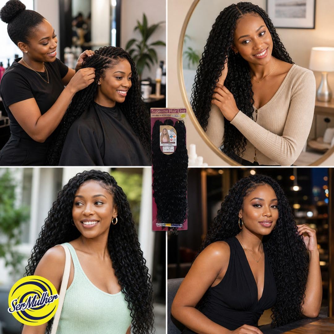 Extension Capelli per Crochet Braids in Bioproteina, Effetto Ondulato, 300gr - Texture 100% Naturali, per Hair Styling Ondulati e Ordinato, 3 Lunghezze 70, 65, 60cm, GLORIA (Brown/Honey Blonde Meches)