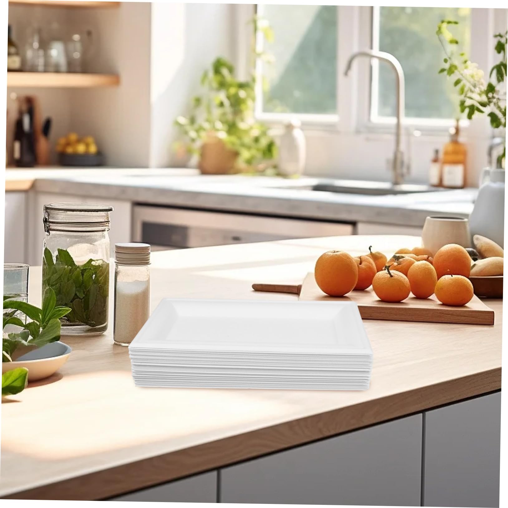 PACKOVE Lot de 50 Petites Assiettes en Carton Blanches, Assiette à Gâteau Pratique, Épaisses et Jetables, pour Baby Shower et Fêtes, 5x10 Pouces