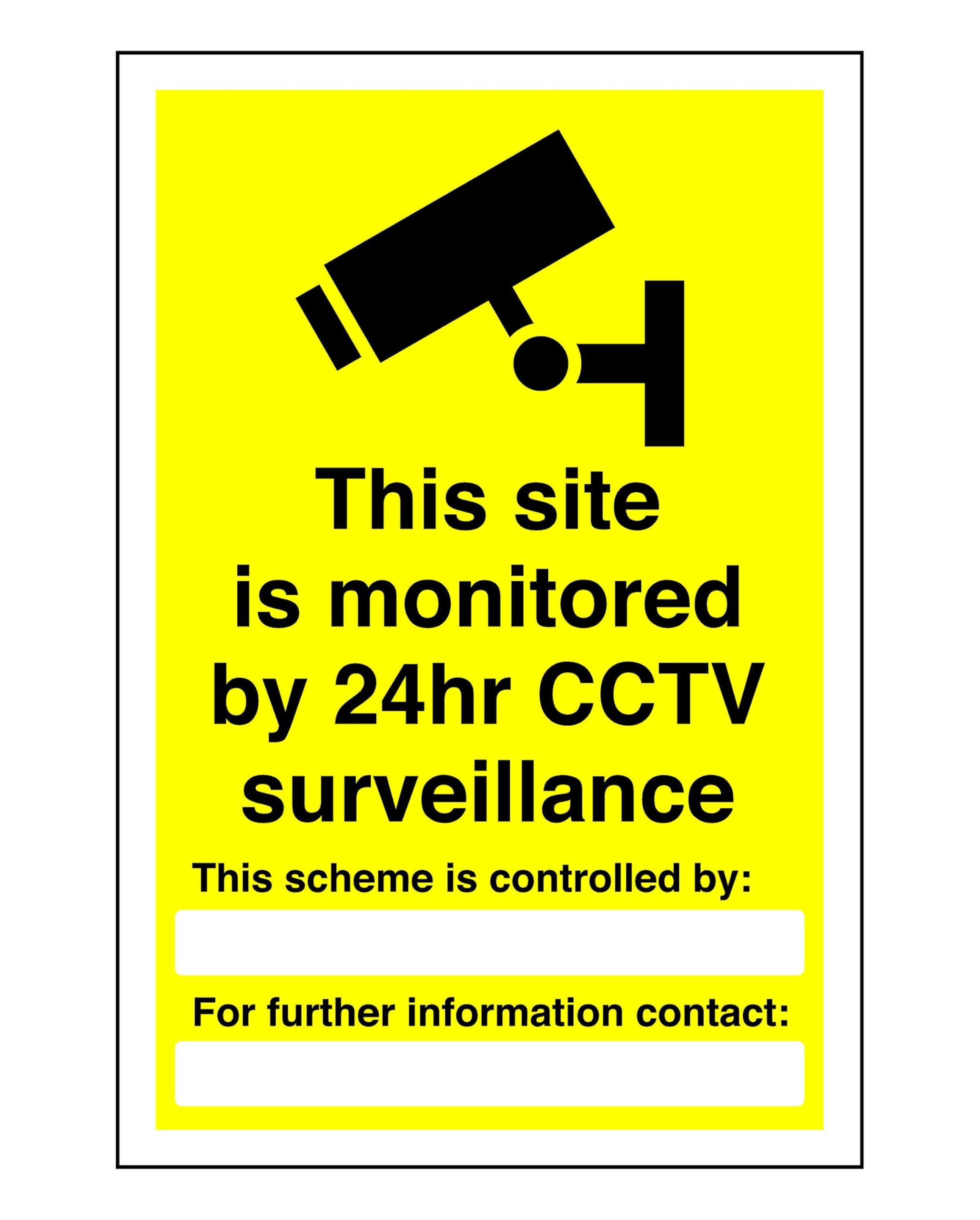 This site is monitored by 24hr CCTV sign - 1.2mm Rigid plastic for indoor/outdoor usage (400mm x 300mm) Viewing Distance within 14m.