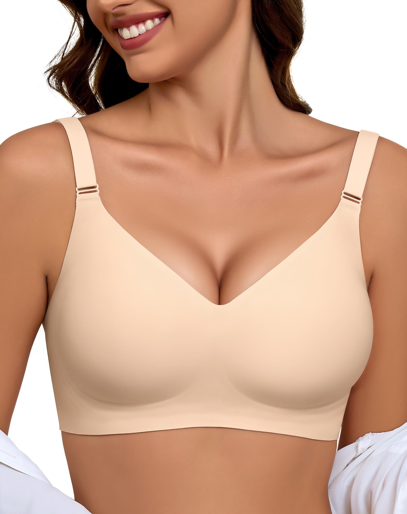 Reggiseno Donna Senza Ferretto Push Up Imbottito Morbido Bra Seamless Comodo T-Shirt Reggiseno Invisibile Coppa Intera Comfort Classico Bustier Supporto Forte Bralette per Seni Normali e Grandi