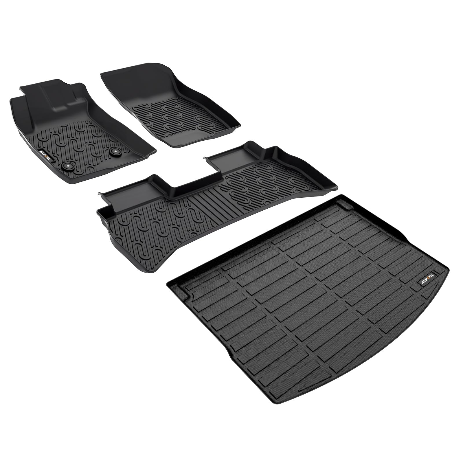AIPOIL® Floor Mats & Cargo Liner Fit for 2021-2024 Chevy Trailblazer FWD (Only Fit Cargo in Upper Deck Position)?All Weather TPE Anti-Slip Car Floor Liners?Full Set Custom Car Mats Accessories, Black