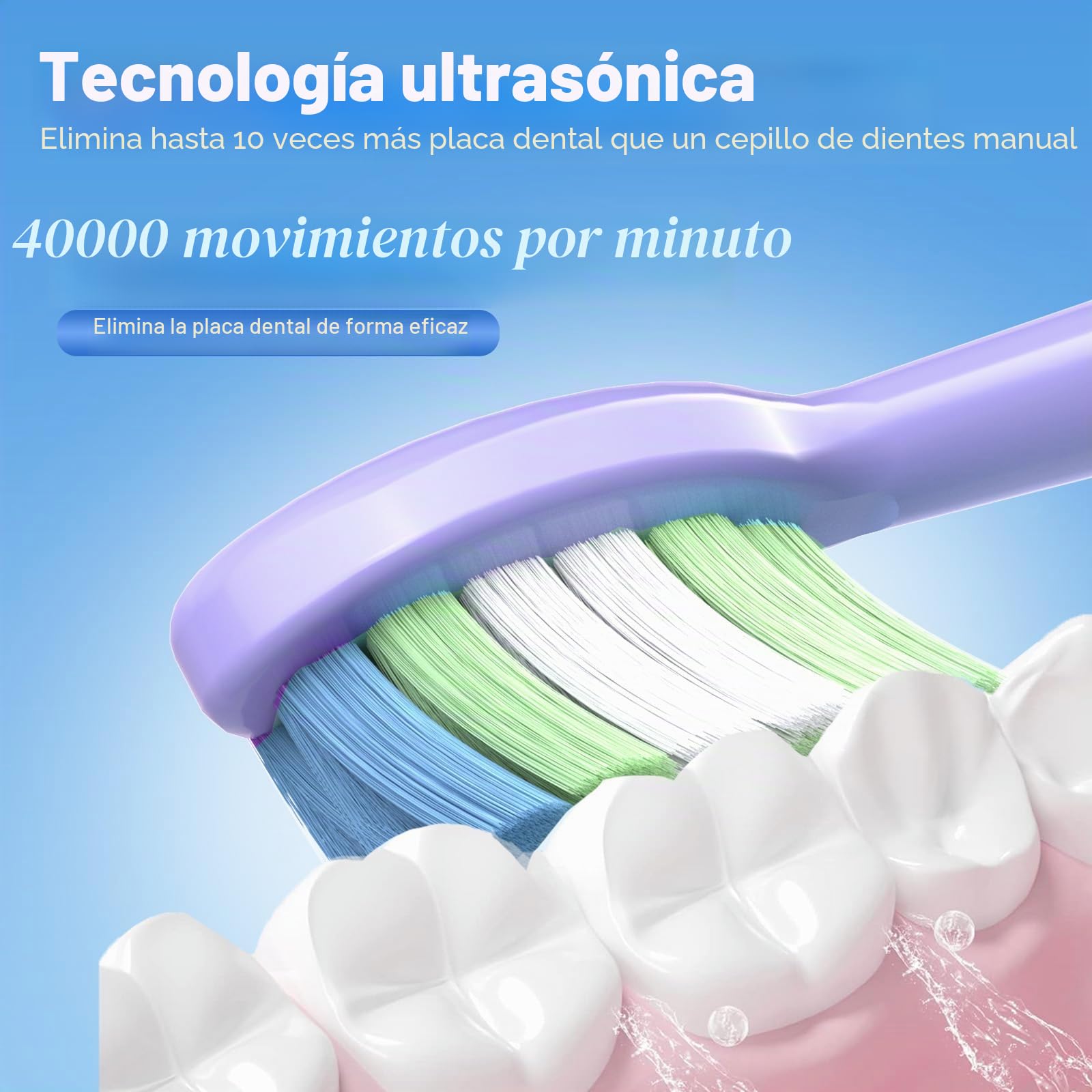 JTF Cepillo de Dientes Electricos Sónico Adultos, 6 Cabezales y IPX7, 40000 VPM y 5 Modos, Sensor de Presión y Temporizador de Cepillado Ultrasónicos para Mujer Hombres Electric Toothbrush con Estuche